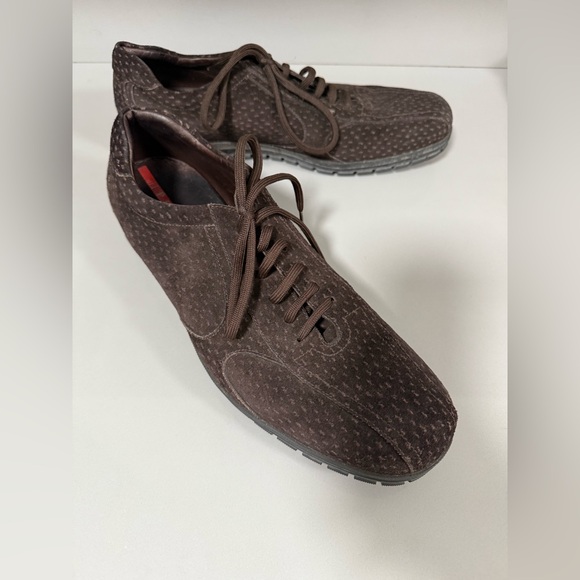 Prada Brown Suede Men's Shoes 12 - Picture 7 of 16
